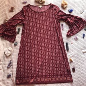 Boho Ruffled Sleeved Shift Dress